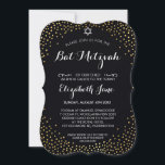 ELEGANT BAT MITZVAH rustiek goud confetti zwart Kaart<br><div class="desc">OPMERKING - het glanzende gouden effect is een gedrukte fotoEen leuke confetti, polka dot ontwerp met gouden folie look voor uw kind BAT MITZVAH UITNODIGINGEN. Wow je vrienden en familie met dit kleine aantal ;D Setup als een sjabloon het is eenvoudig voor u om uw eigen gegevens toe te voegen,...</div>