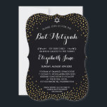ELEGANT BAT MITZVAH rustiek goud confetti zwart Kaart<br><div class="desc">OPMERKING - het glanzende gouden effect is een gedrukte fotoEen leuke confetti, polka dot ontwerp met gouden folie look voor uw kind BAT MITZVAH UITNODIGINGEN. Wow je vrienden en familie met dit kleine aantal ;D Setup als een sjabloon het is eenvoudig voor u om uw eigen gegevens toe te voegen,...</div>