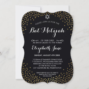 ELEGANT BAT MITZVAH rustige goudconfetti zwart Kaart