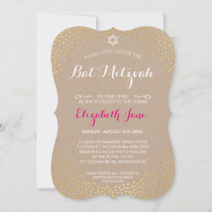 ELEGANT BAT MITZVAH Rustige gouden confetti kraft Kaart
