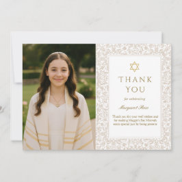 Elegant Bat Mitzvah Thank You Card Kaart