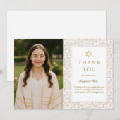 Elegant Bat Mitzvah Thank You Card Kaart (Voorkant / Achterkant)