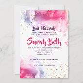 Elegant Bat Mitzvah Waterverf Glitter Uitnodiging (Voorkant)