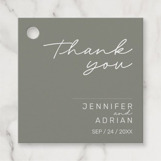 Elegant Batleship Gray Minimal Hartelijk dank voor Bedankjes Labels (Voorkant)