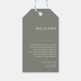 Elegant Batleship Gray Minimal Weddenschap Welkom Cadeaulabel