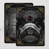 Elegant Batty Delight Halloween Party Invitation Kaart (Voorkant / Achterkant)