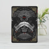 Elegant Batty Delight Halloween Party Invitation Kaart (Staand voorkant)