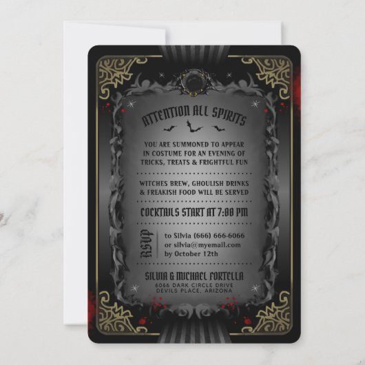 Elegant Batty Delight Halloween Party Invitation Kaart (Achterkant)