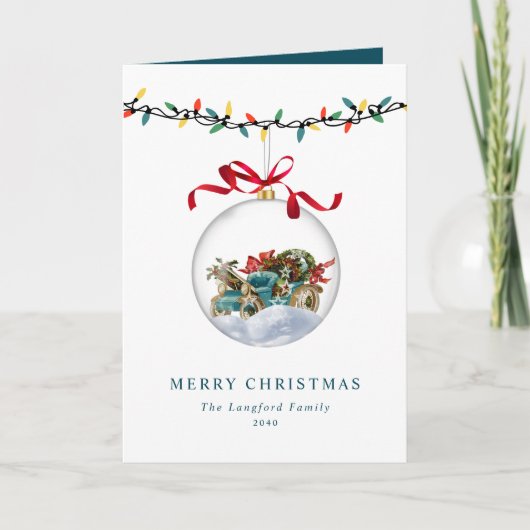 Elegant Bauble Bow Merry Christmas Non-Photo Feestdagen Kaart (Voorkant)