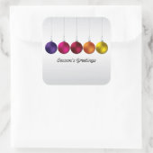 Elegant bauble en sterren vierkante sticker (Tas)