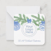 Elegant Baubles Small Business Logo Prettige feest Notitiekaartje (Voorkant)