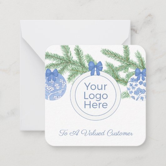 Elegant Baubles Small Business Logo Prettige feest Notitiekaartje (Voorkant)