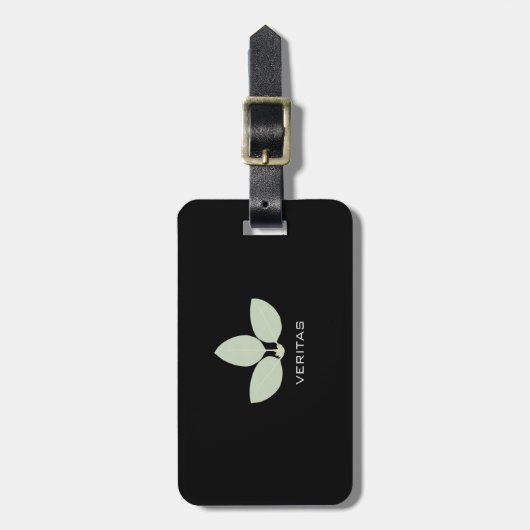 Elegant Bay Leaf Silhouette over Black Bagagelabel (Voorkant verticaal)