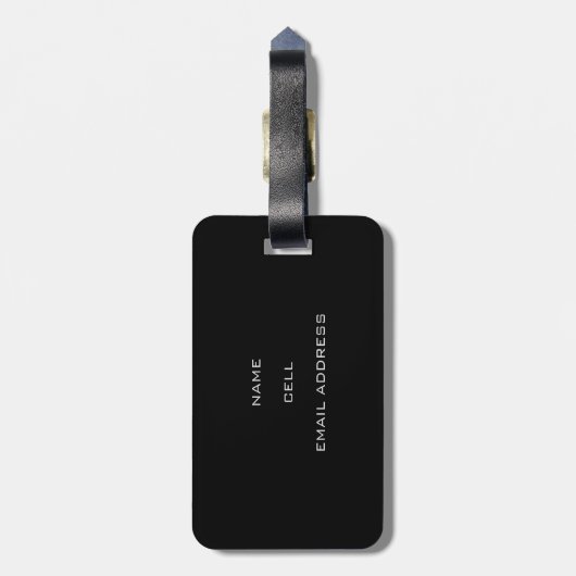 Elegant Bay Leaf Silhouette over Black Bagagelabel (Achterkant verticaal)