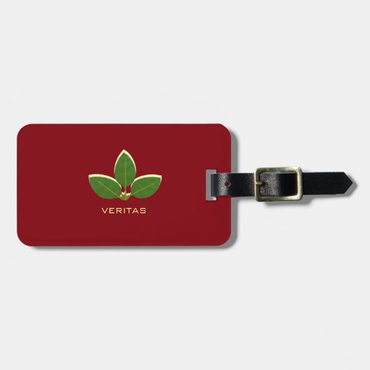 Elegant Bay Leaves over Bourgogne Red Bagagelabel (Voorkant horizontaal)