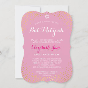 ELEGANT BBT MITZVAH mini rustig goud confetti roze Kaart