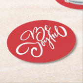 Elegant Be Joyful Holiday Design Ronde Kartonnen Onderzetter (Gebogen)