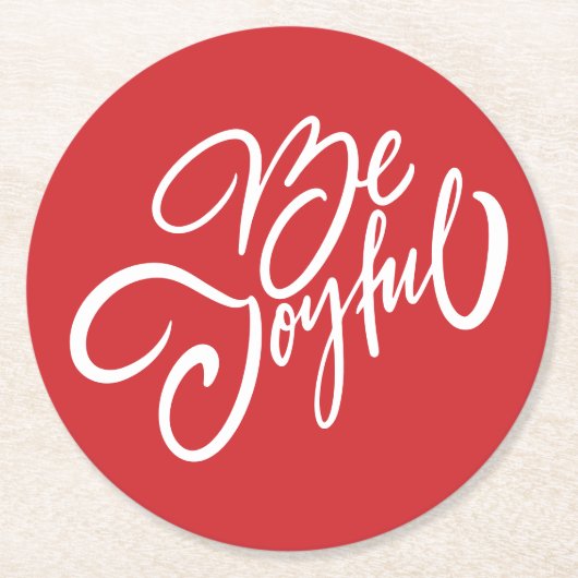 Elegant Be Joyful Holiday Design Ronde Kartonnen Onderzetter (Voorkant)