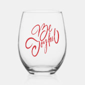 Elegant Be Joyful Holiday Design Wijnglas Zonder Voet (Voorkant)