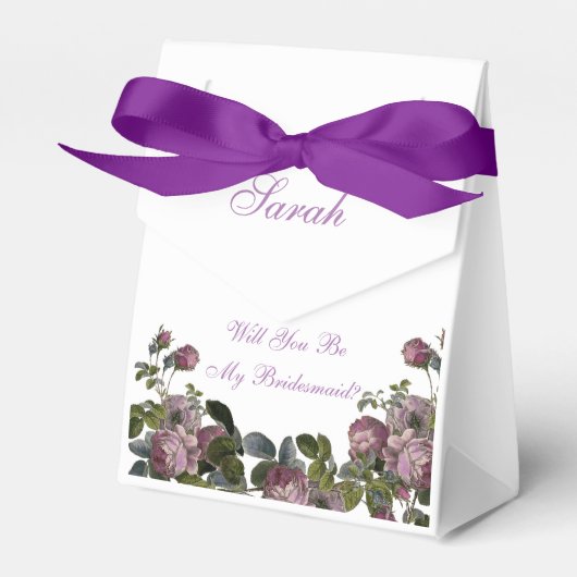 Elegant Be My Bridesmaid  Paarse Bloemen Bedankdoosjes (Voorkant Zijde)