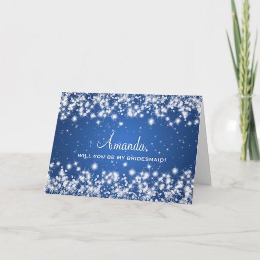 Elegant Be My Bridesmaid Winter Sparkle Blue (Voorkant)