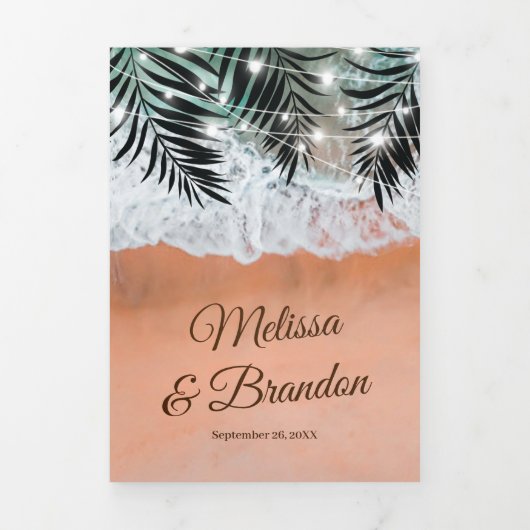 Elegant Beach All in One Z Fold Wedding Invitation Drieluik Uitnodiging (Cover)