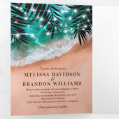 Elegant Beach All in One Z Fold Wedding Invitation Drieluik Uitnodiging (Binnenzijde eerst)