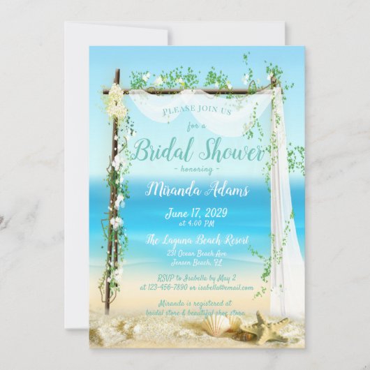 Elegant Beach Arch Vrijgezellenfeest Kaart (Voorkant)