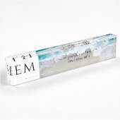 Elegant Beach Blue Green Script Monogrammed Naambordje
