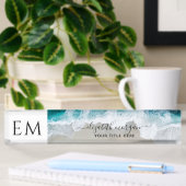Elegant Beach Blue Green Script Monogrammed Naambordje