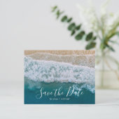 Elegant Beach Blue Ocean Save the Date Aankondigingskaart (Staand voorkant)