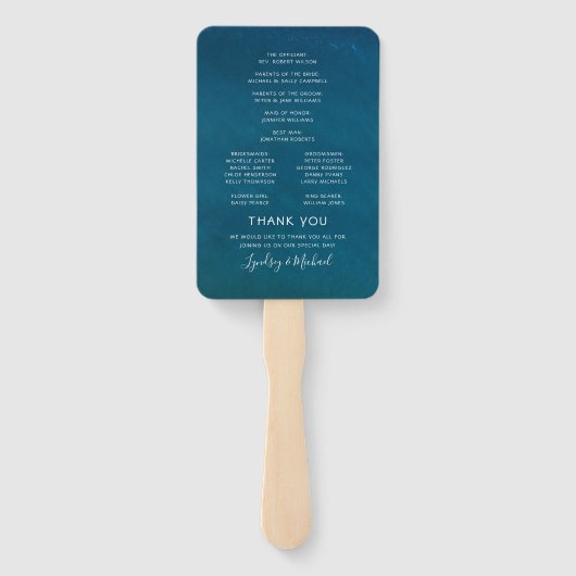 Elegant Beach Blue Ocean Trouwprogramma Handwaaier (Achterkant)