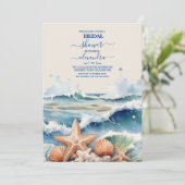 Elegant Beach Blue Ocean Vrijgezellenfeest Kaart (Staand voorkant)