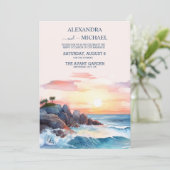 Elegant Beach Blue Ocean Wedding Kaart (Staand voorkant)