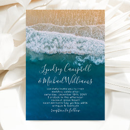 Elegant Beach Blue Ocean Wedding Kaart