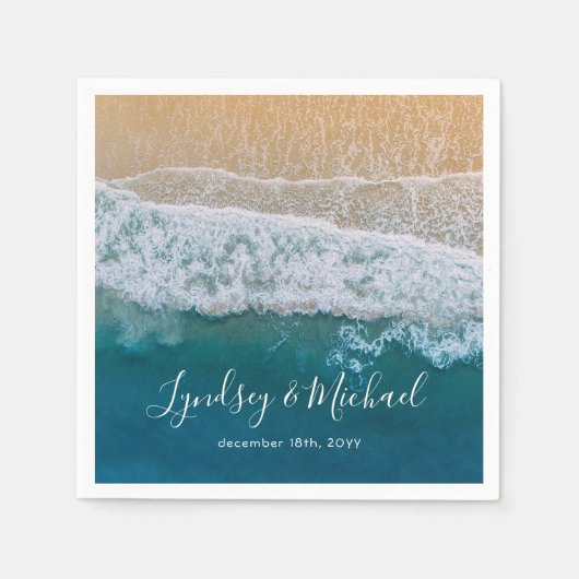 Elegant Beach Blue Ocean Wedding Servetten (Voorkant)