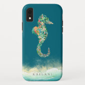 Elegant Beach Botanical Seahorse Blue Case-Mate iPhone Case (Achterkant)