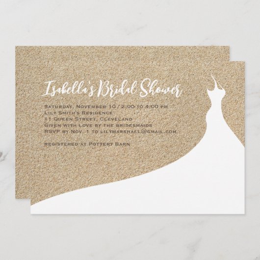 Elegant Beach Bridal Shower Invitation white Kaart (Voorkant / Achterkant)