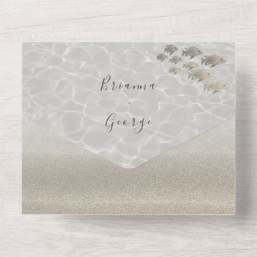 Elegant Beach bruiloft in één uitnodiging (Achterkant)