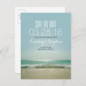 Elegant Beach Bruiloft Save the Date Aankondigingskaart (Voorkant / Achterkant)