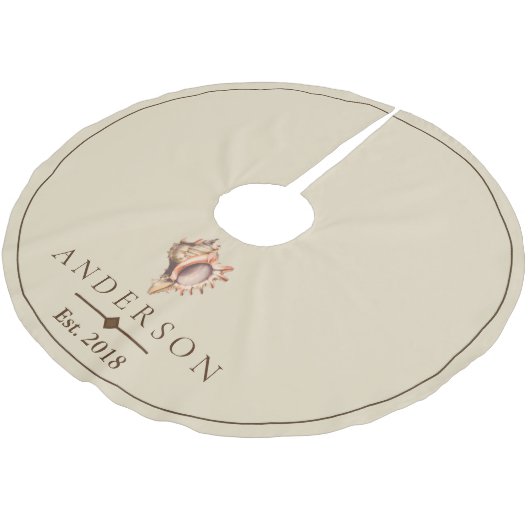 Elegant Beach Conch Seashell | Gepersonaliseerd Kerstboom Rok (Gekanteld)
