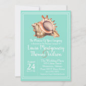 Elegant Beach Conch Shell Wedding Kaart (Voorkant)