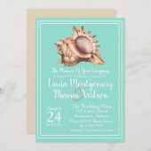 Elegant Beach Conch Shell Wedding Kaart (Voorkant / Achterkant)