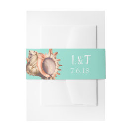 Elegant Beach Conch Shell Wedding Uitnodigingen Wikkel