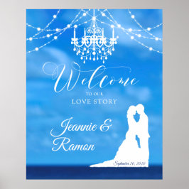 Elegant Beach, Couple & Chandelier welkomstbord Poster