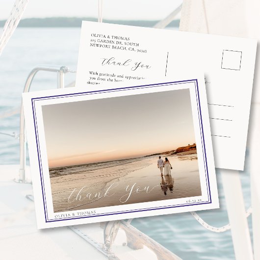 Elegant Beach Destination Nautical Wedding Photo Briefkaart