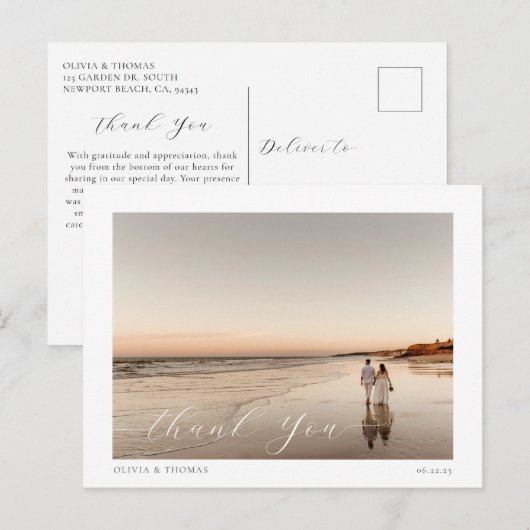 Elegant Beach Destination Wedding Foto Dank je Briefkaart (Voorkant / Achterkant)