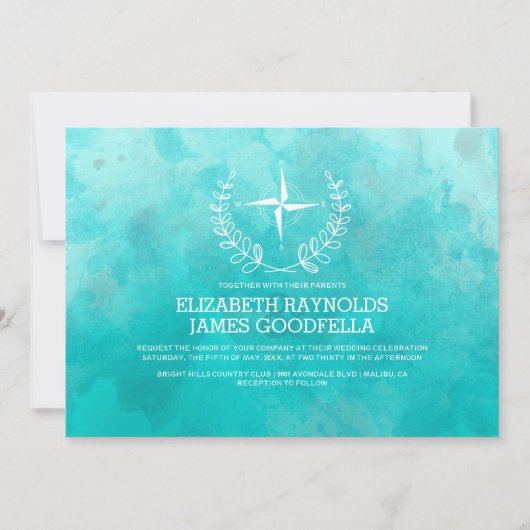Elegant Beach Destination Wedding Invitations Kaart (Voorkant)