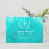 Elegant Beach Destination Wedding Invitations Kaart (Staand voorkant)
