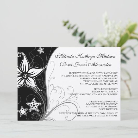 Elegant Beach Destination Wedding Theme nodigt uit Kaart (Staand voorkant)